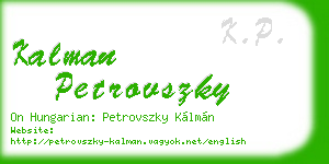 kalman petrovszky business card